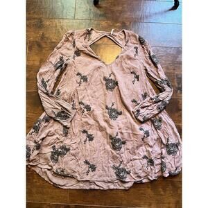 Free People S Long Sleeve Emma Austin Dress Floral Embroidered Boho